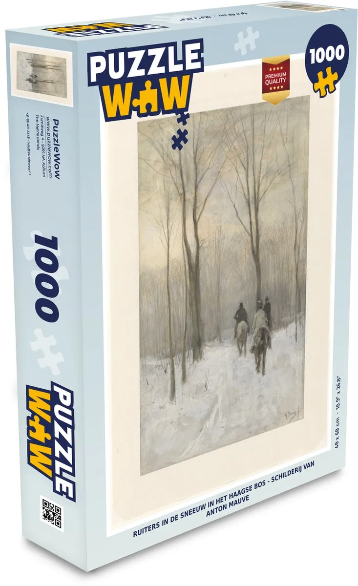 PuzzleWow Legpuzzel Ruiters in de sneeuw - Anton Mauve 1000 Stuks - Multicolor