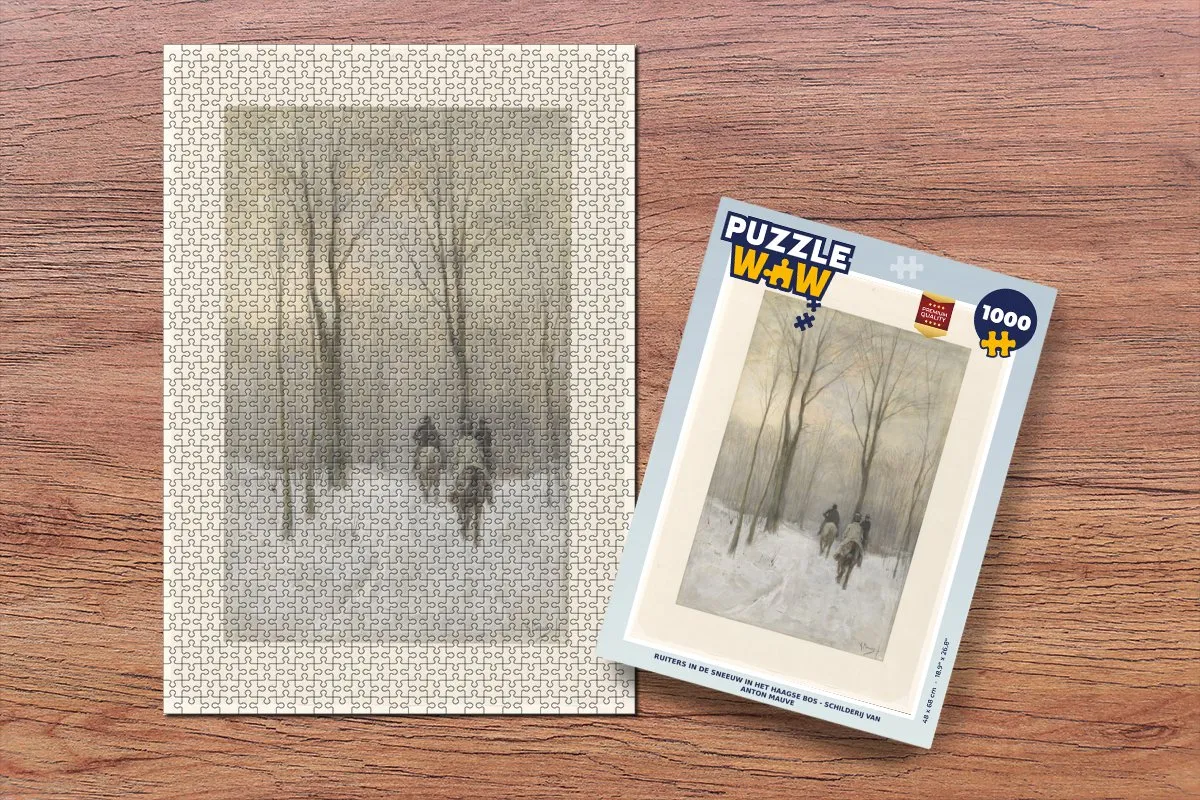 PuzzleWow Legpuzzel Ruiters in de sneeuw - Anton Mauve 1000 Stuks - Multicolor