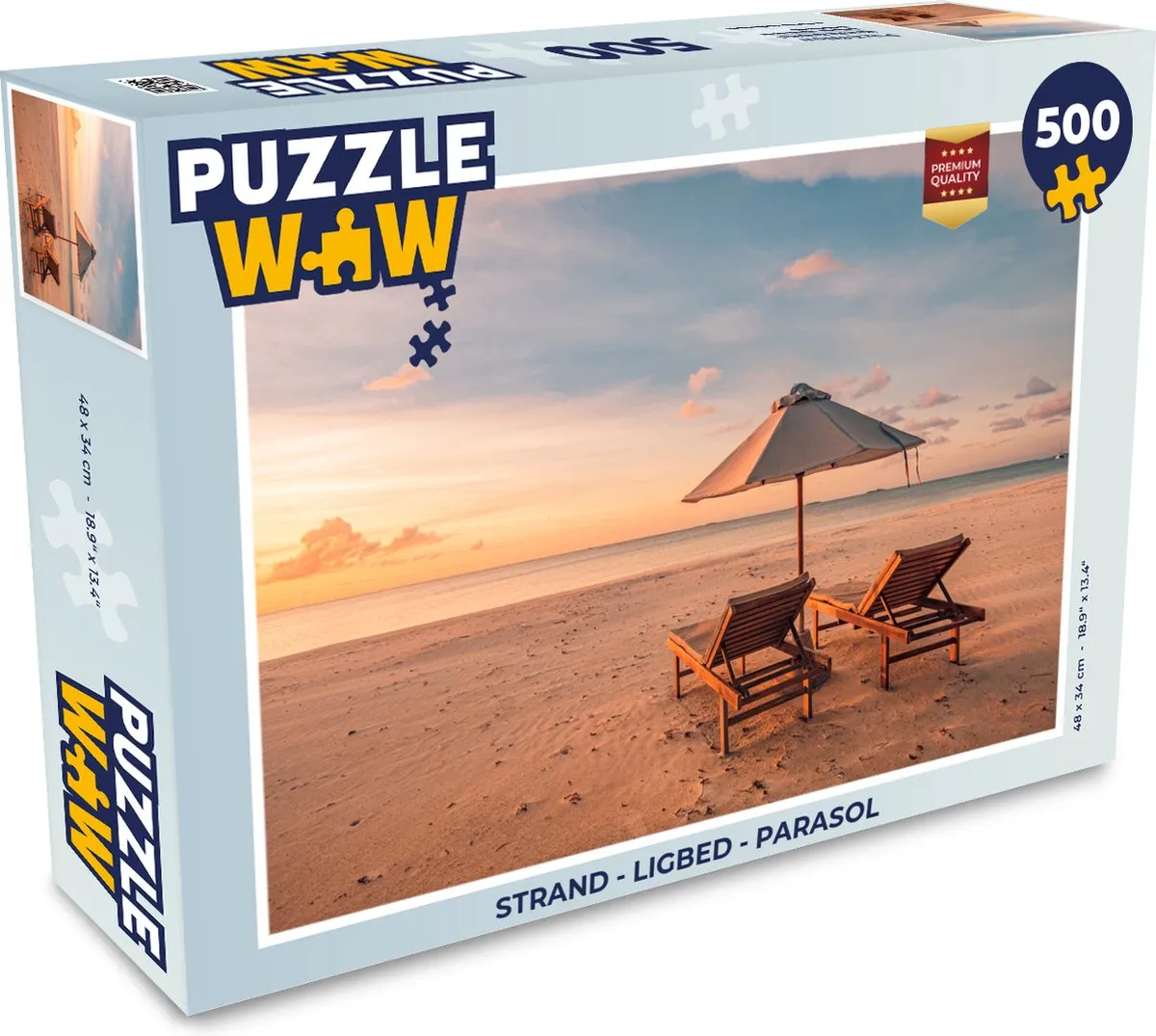 PuzzleWow Strand Legbed Parasol Puzzel 500 Stuks
