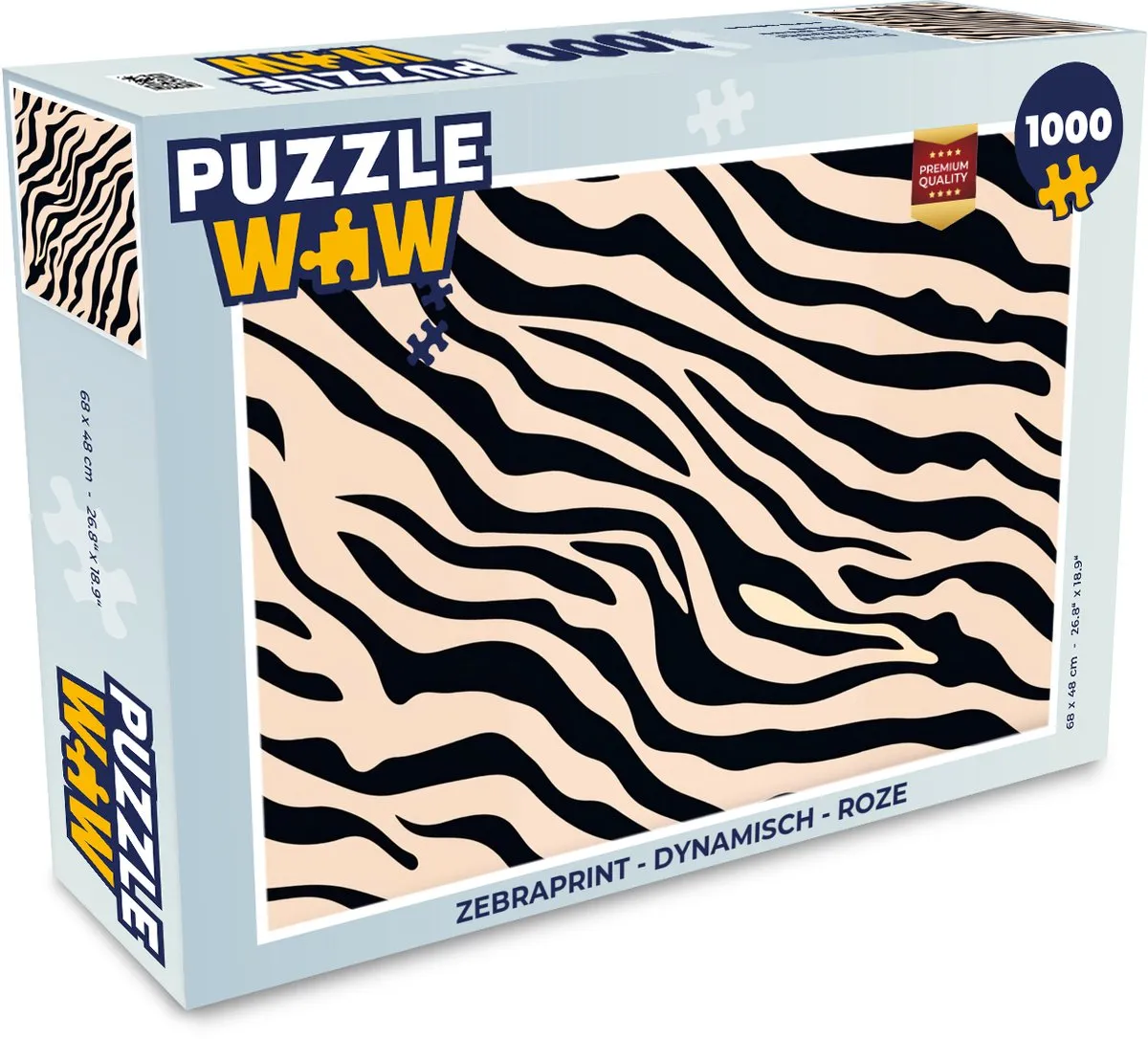 PuzzleWow Zebraprint Legpuzzel 1000 Stuks - Roze