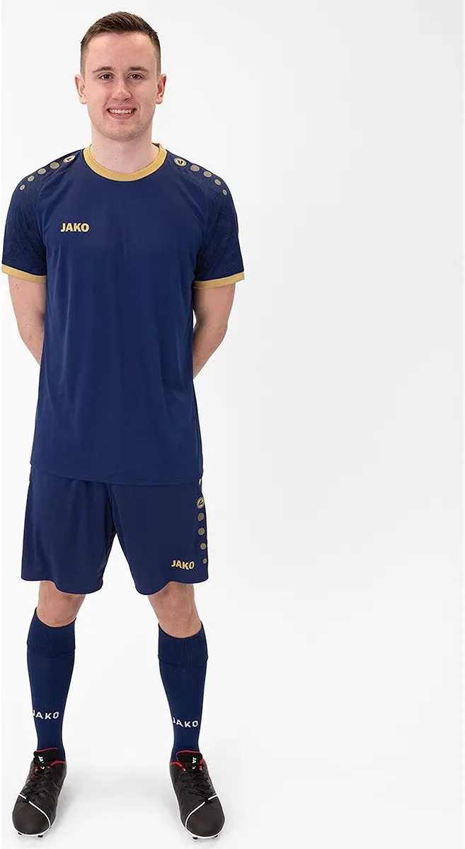 JAKO Iconic Shirt Korte Mouw Heren XL - Marine/Goud