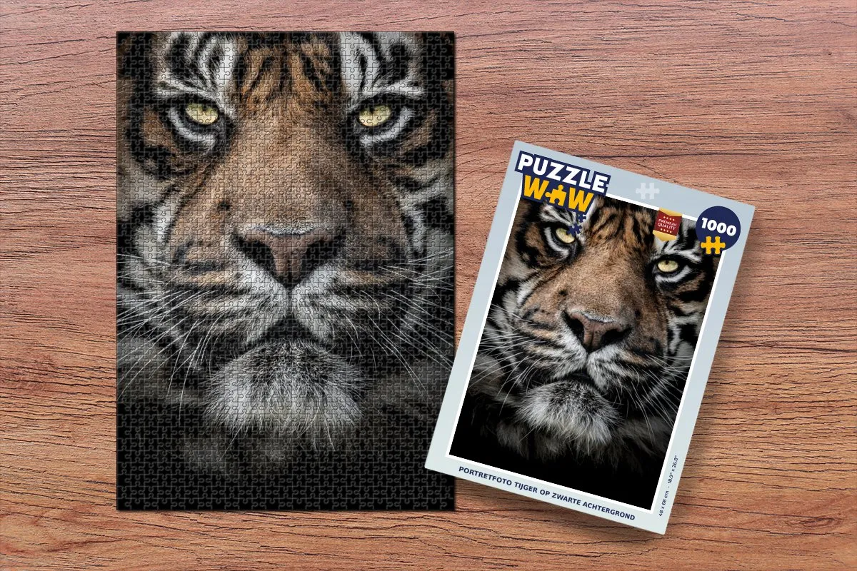 PuzzleWow Legpuzzel Portretfoto Tijger - 1000 Stuks - Multicolor