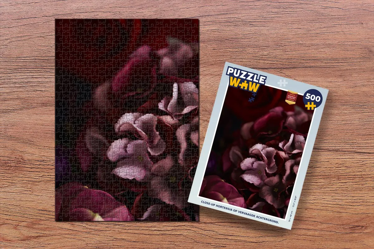 PuzzleWow Close-up Hortensia Legpuzzel 500 Stuks - Multicolor