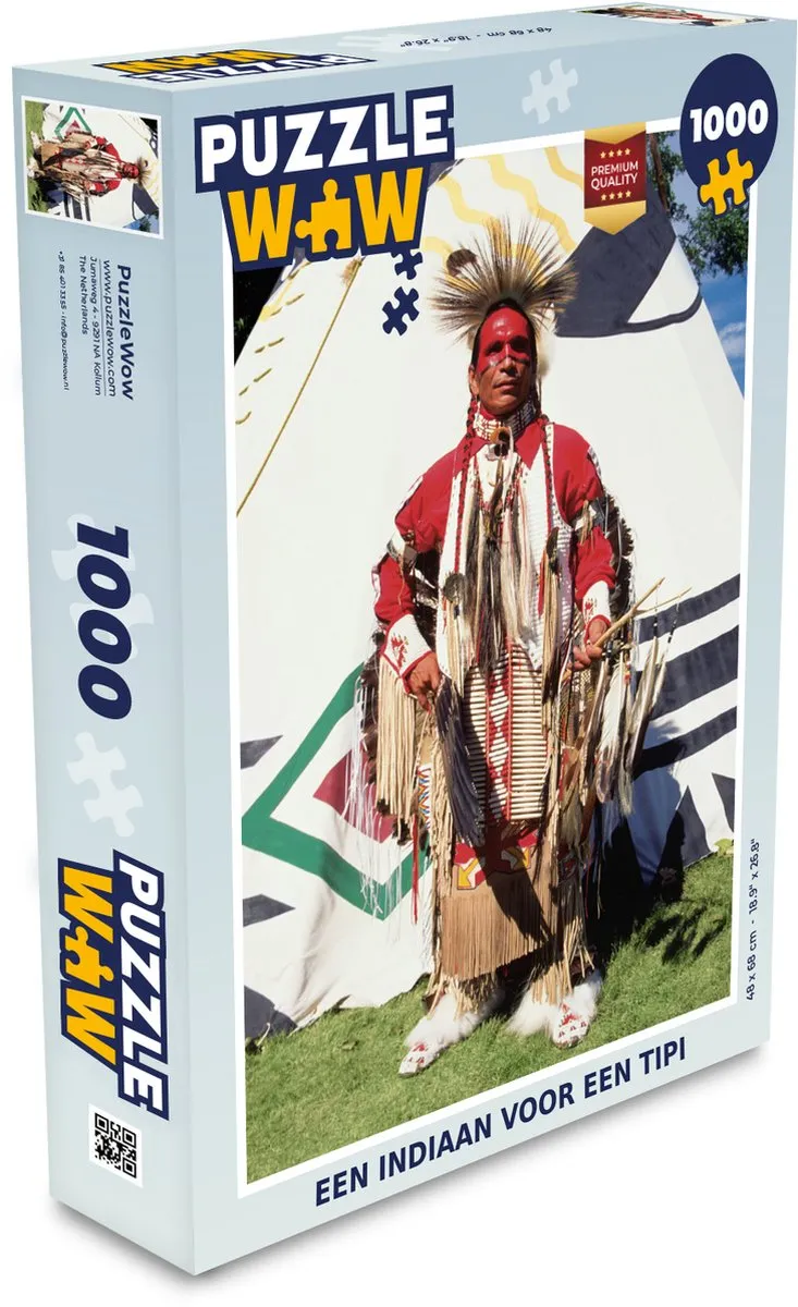 PuzzleWow Legpuzzel Een Indiaan voor een Tipi 1000 Stuks