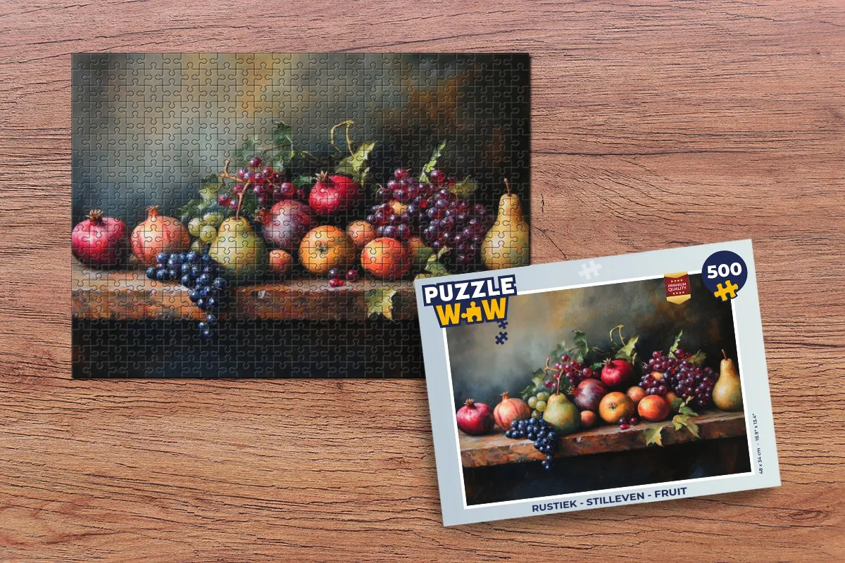 PuzzleWow Rustiek Stilleven Fruit Legpuzzel 500 Stuks - 8721169403748