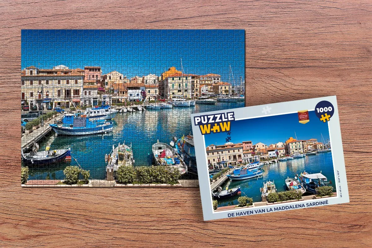 PuzzleWow De haven van La Maddalena Sardinië Legpuzzel 1000 Stuks - Multicolor