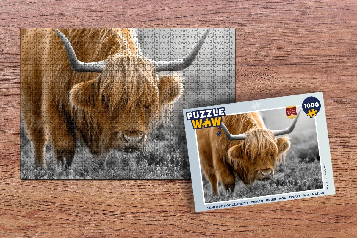 PuzzleWow Schotse Hooglander Legpuzzel 1000 Stuks - Multicolor