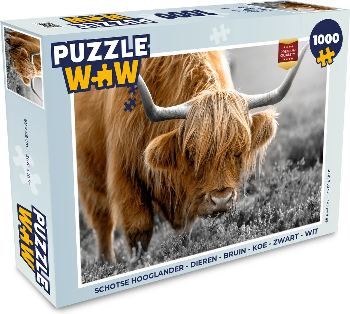 PuzzleWow Schotse Hooglander Legpuzzel 1000 Stuks - Multicolor