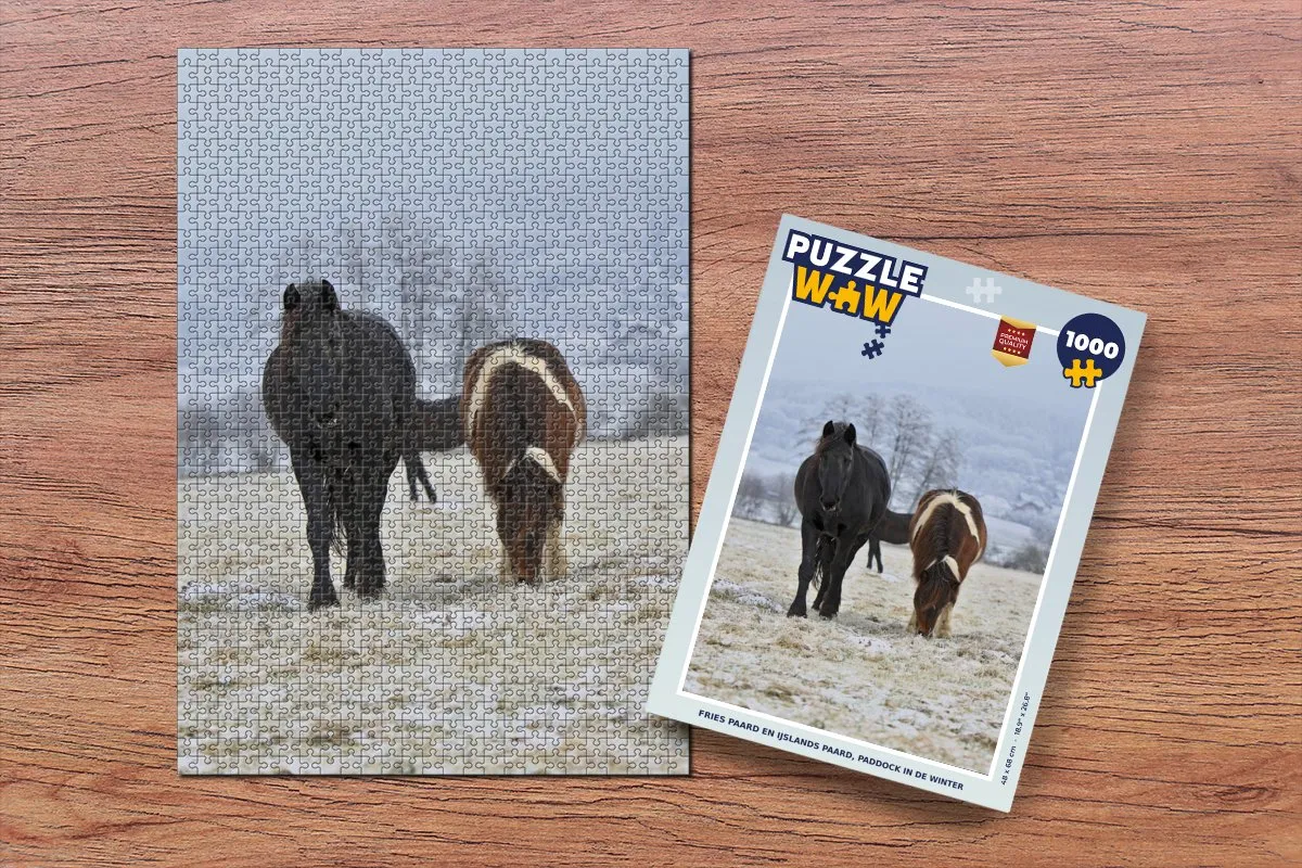 PuzzleWow Paarden Sneeuw Legpuzzel 1000 Stuks
