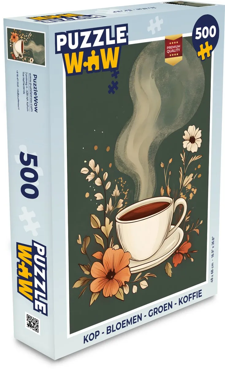 PuzzleWow Bloemen Groene Koffie Legpuzzel 500 Stuks