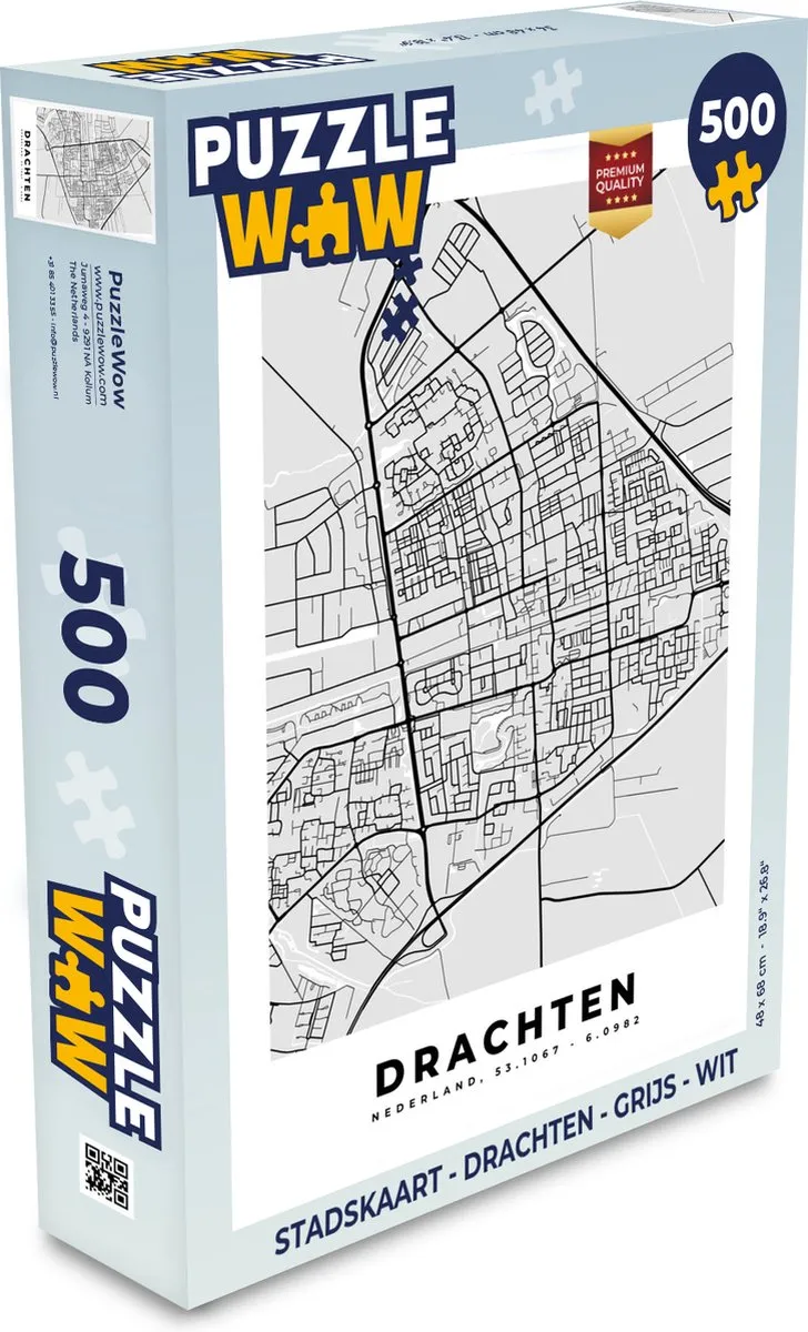 PuzzleWow Stadskaart Drachten Legpuzzel 500 Stuks