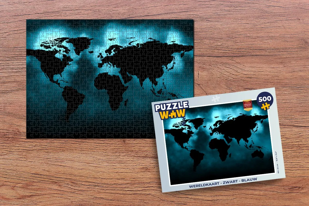 PuzzleWow Wereldkaart Legpuzzel 500 Stuks - Multicolor