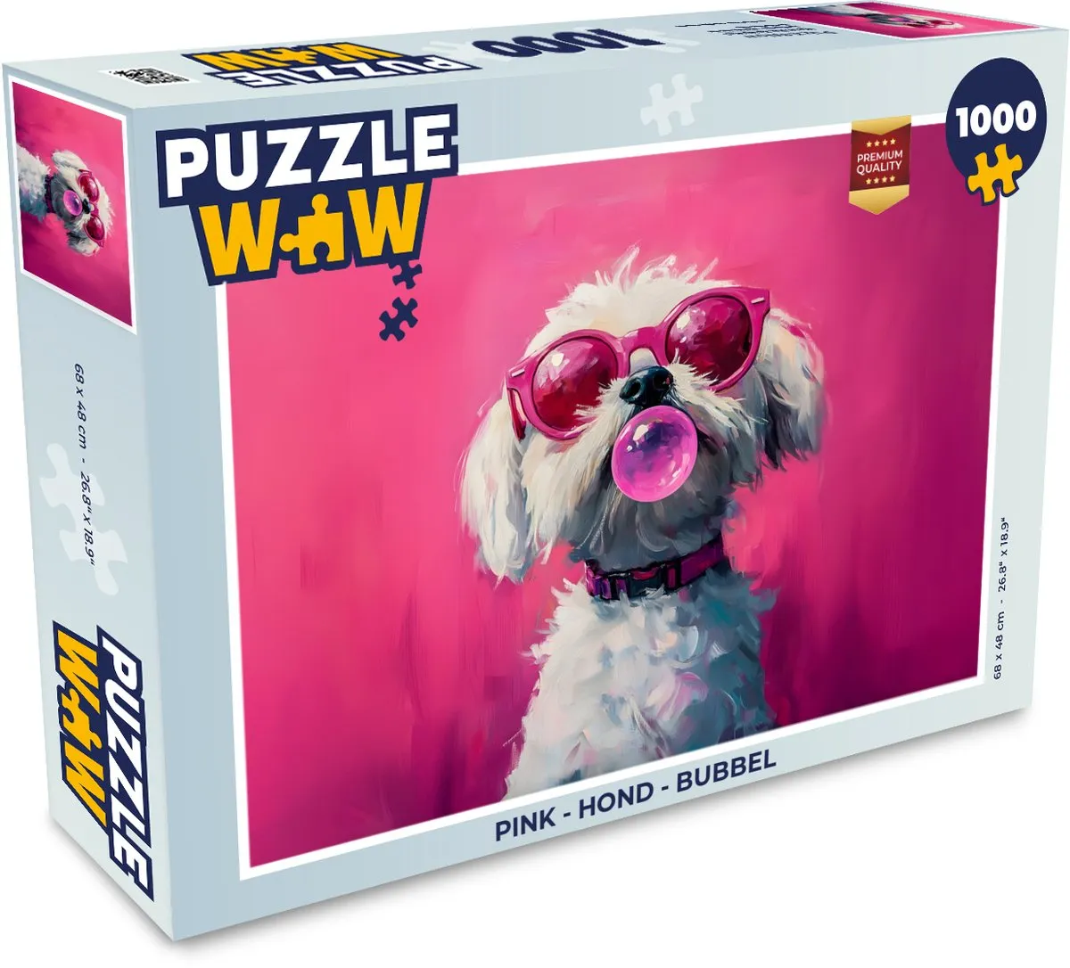 PuzzleWow Hond Bubbel Legpuzzel 1000 Stuks - Roze