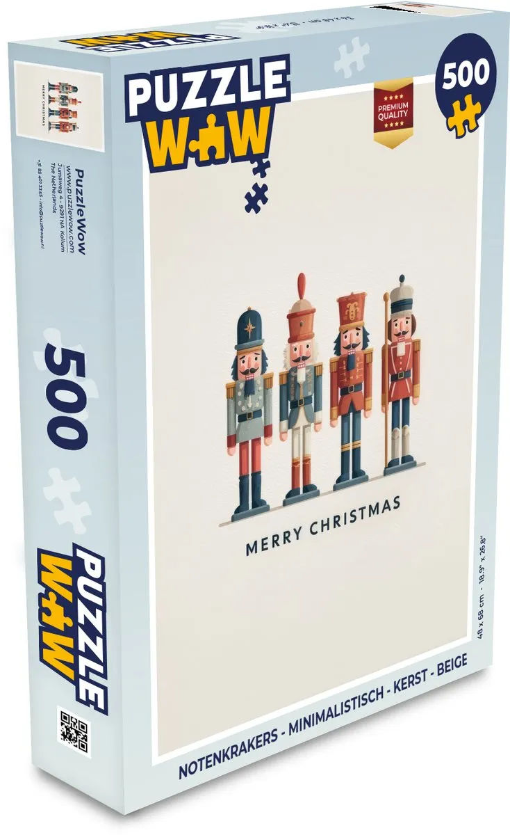 PuzzleWow Notenkrakers Minimalistisch Kerst 500 Stuks