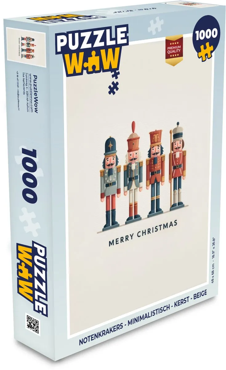PuzzleWow Notenkrakers Minimalistisch Kerst 500 Stuks - Beige