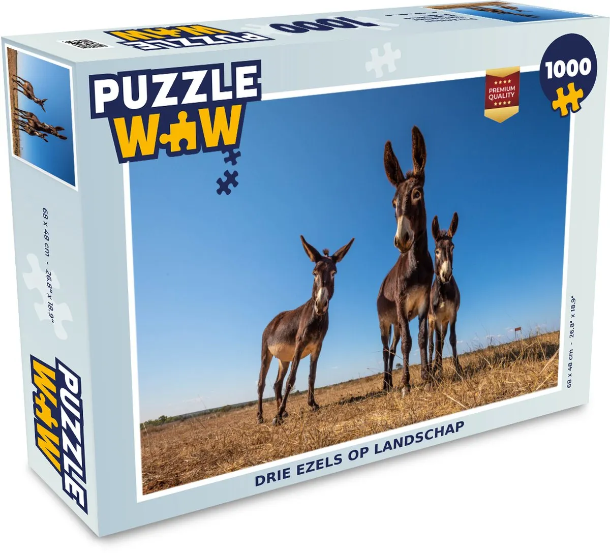 PuzzleWow Legpuzzel Drie Ezels 1000 Stuks - Multicolor
