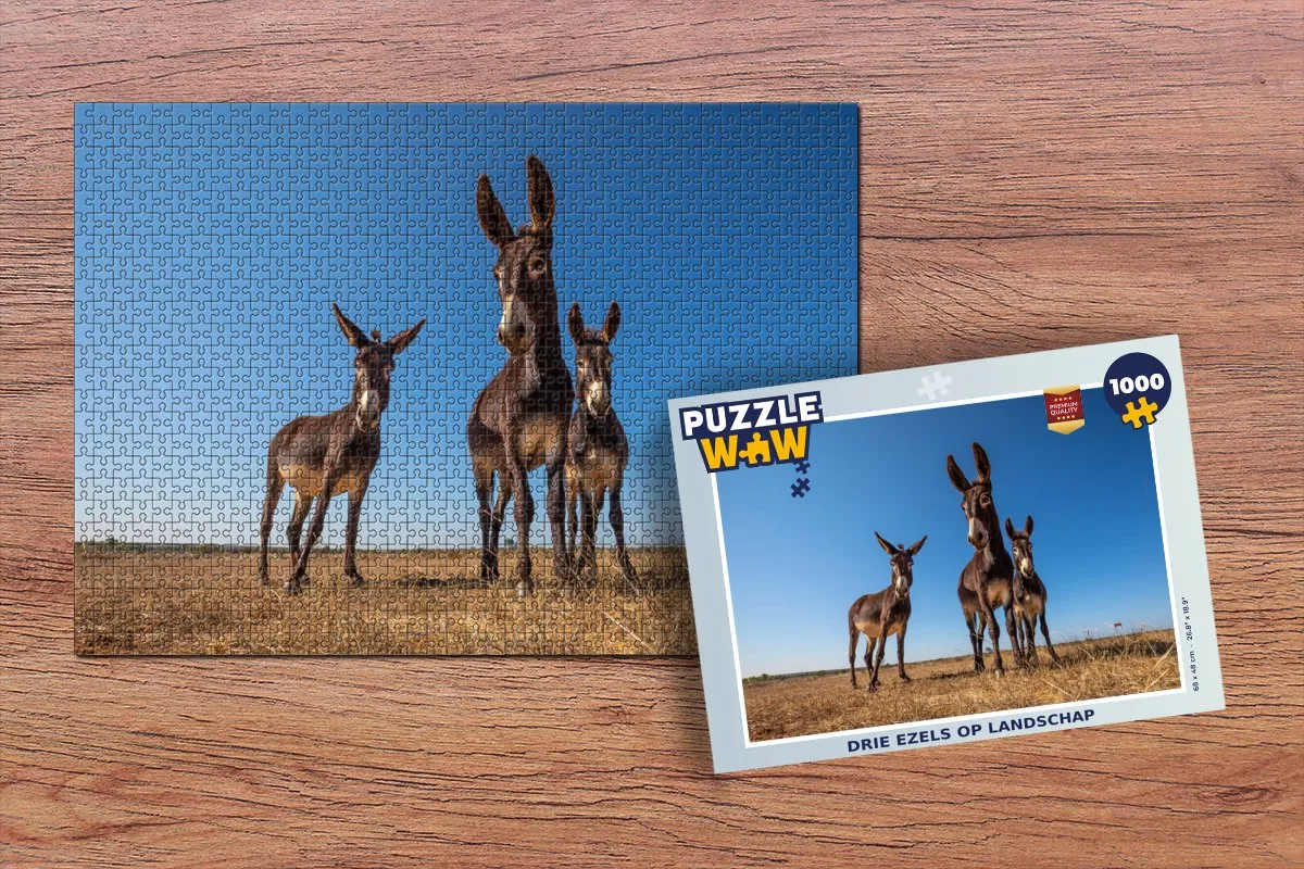 PuzzleWow Legpuzzel Drie Ezels 1000 Stuks - Multicolor