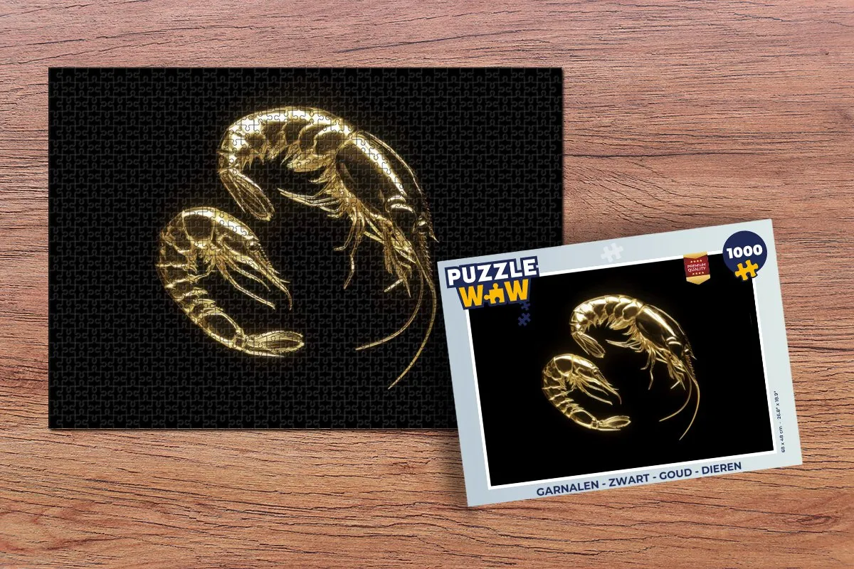 PuzzleWow Garnalen Puzzel 1000 Stuks - Zwart/Goud