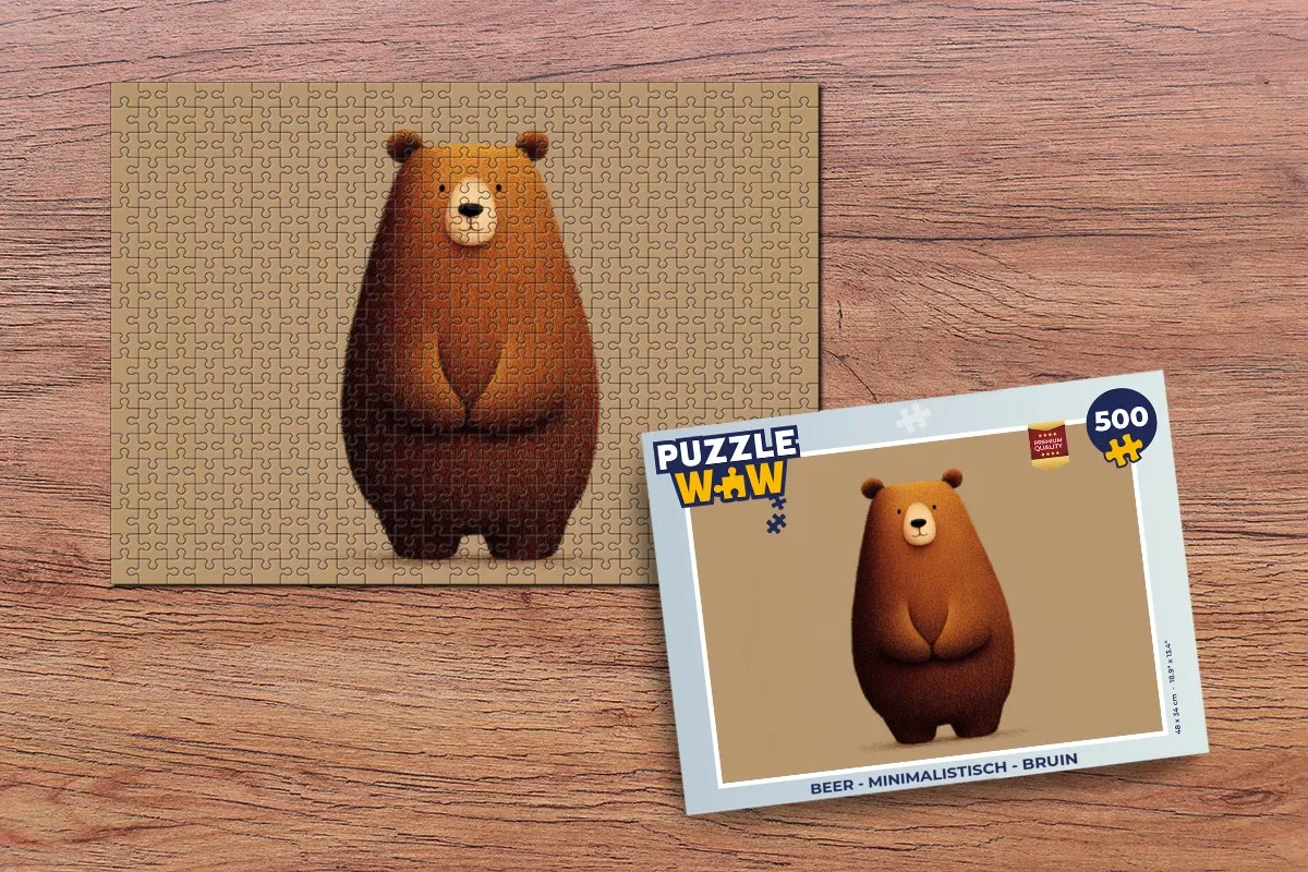PuzzleWow Minimalistisch Beer Legpuzzel 500 Stuks