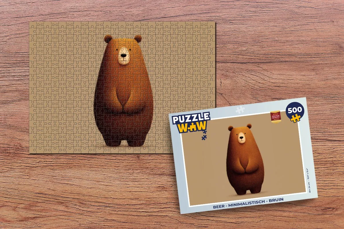 PuzzleWow Minimalistisch Beer Legpuzzel 500 Stuks