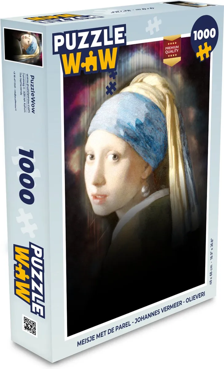 PuzzleWow Meisje met de parel Legpuzzel 1000 Stuks