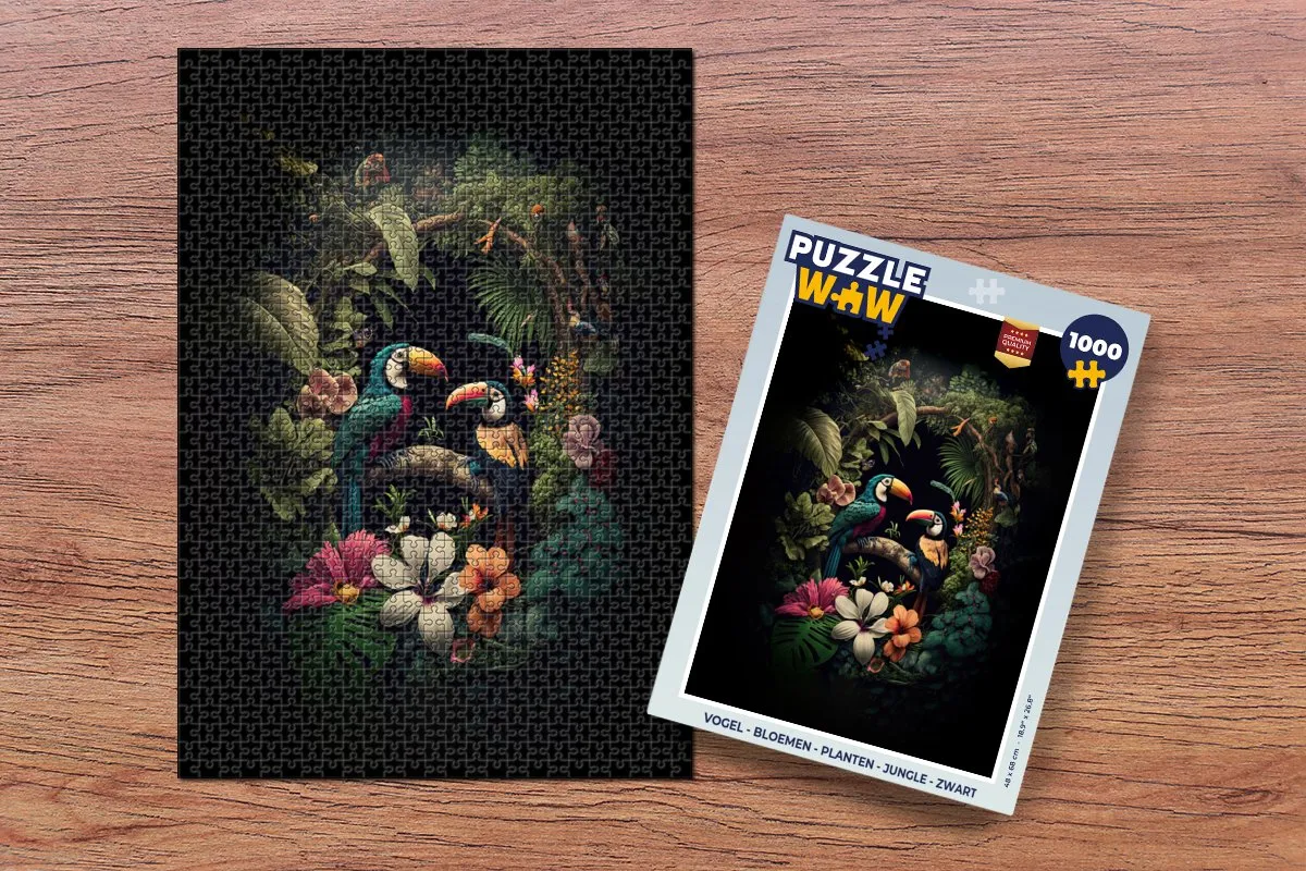 PuzzleWow Vogel Bloemen Jungle Legpuzzel 1000 Stuks - Multicolor