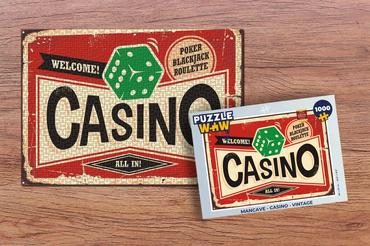 PuzzleWow Mancave Casino Legpuzzel 1000 Stuks - Multicolor