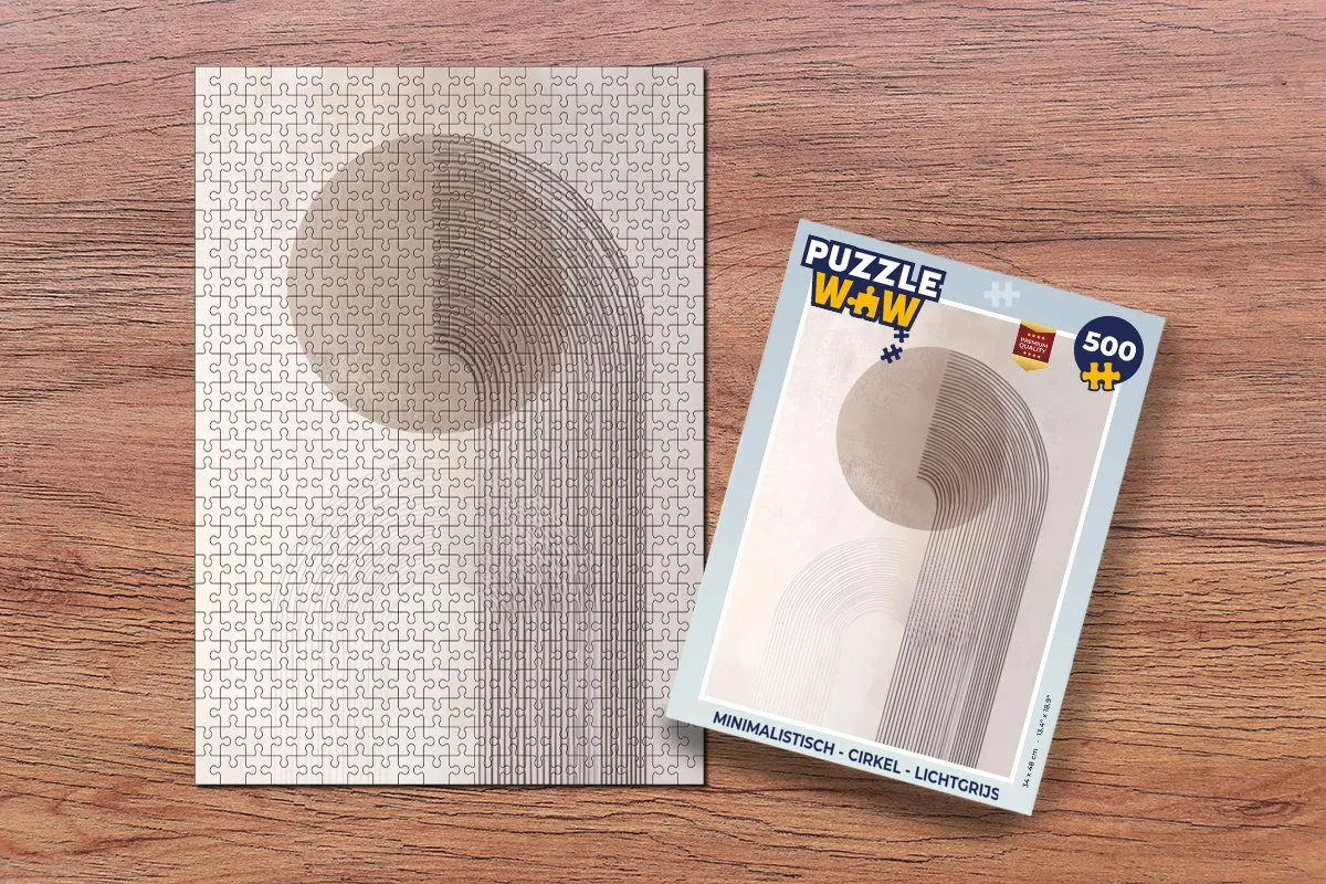 PuzzleWow Minimalistisch Legpuzzel 500 Stuks - Lichtgrijs