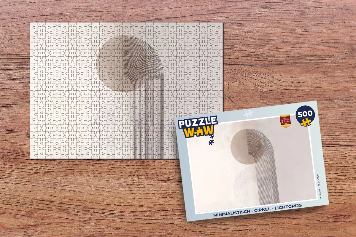 PuzzleWow Minimalistisch Legpuzzel 500 Stuks - Lichtgrijs