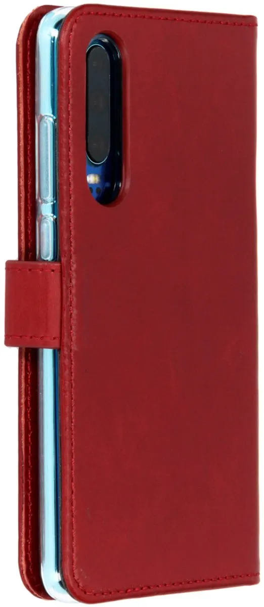Selencia Hoesje Huawei P30 - Echt Lederen Bookcase Rood - 3 Pasjes