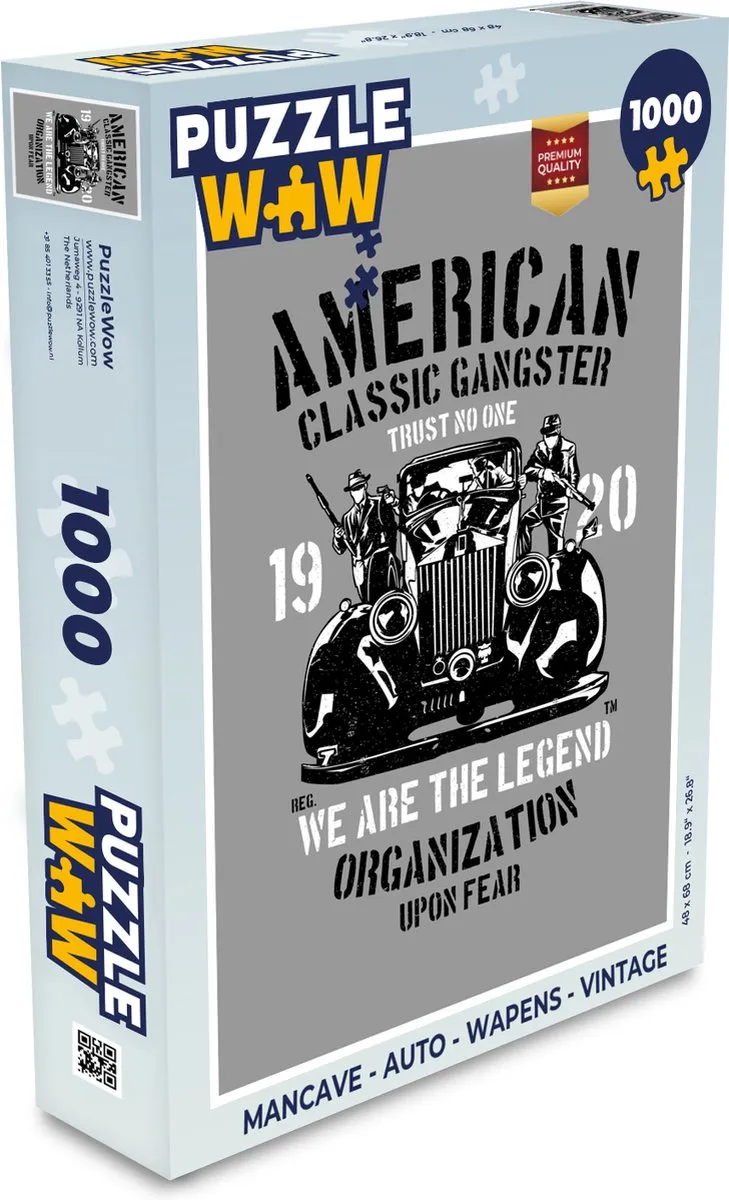 PuzzleWow Mancave Auto Wapens Legpuzzel 1000 Stuks