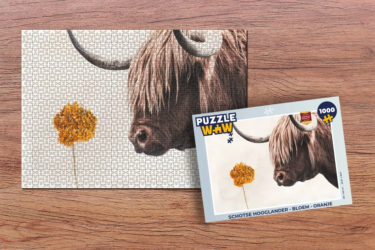 PuzzleWow Schotse Hooglander Legpuzzel 1000 Stuks - Multicolor