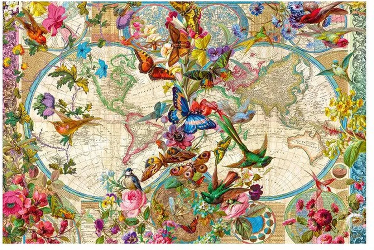 Ravensburger Flora en Fauna Wereldkaart Legpuzzel 2000 Stuks - 171170