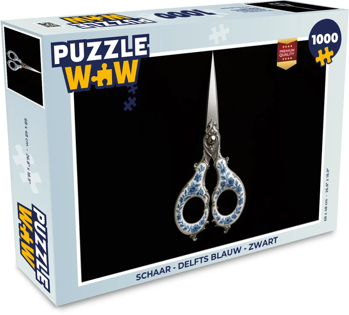 PuzzleWow Schaar Legpuzzel 1000 Stuks - Delfts Blauw/Zwart