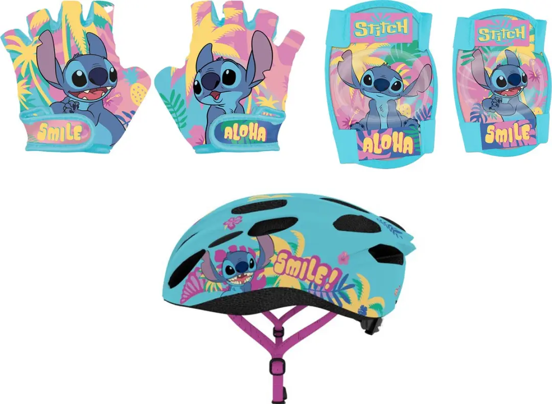 Lilo & Stitch Fietsset - Helm Handschoenen Beschermers L