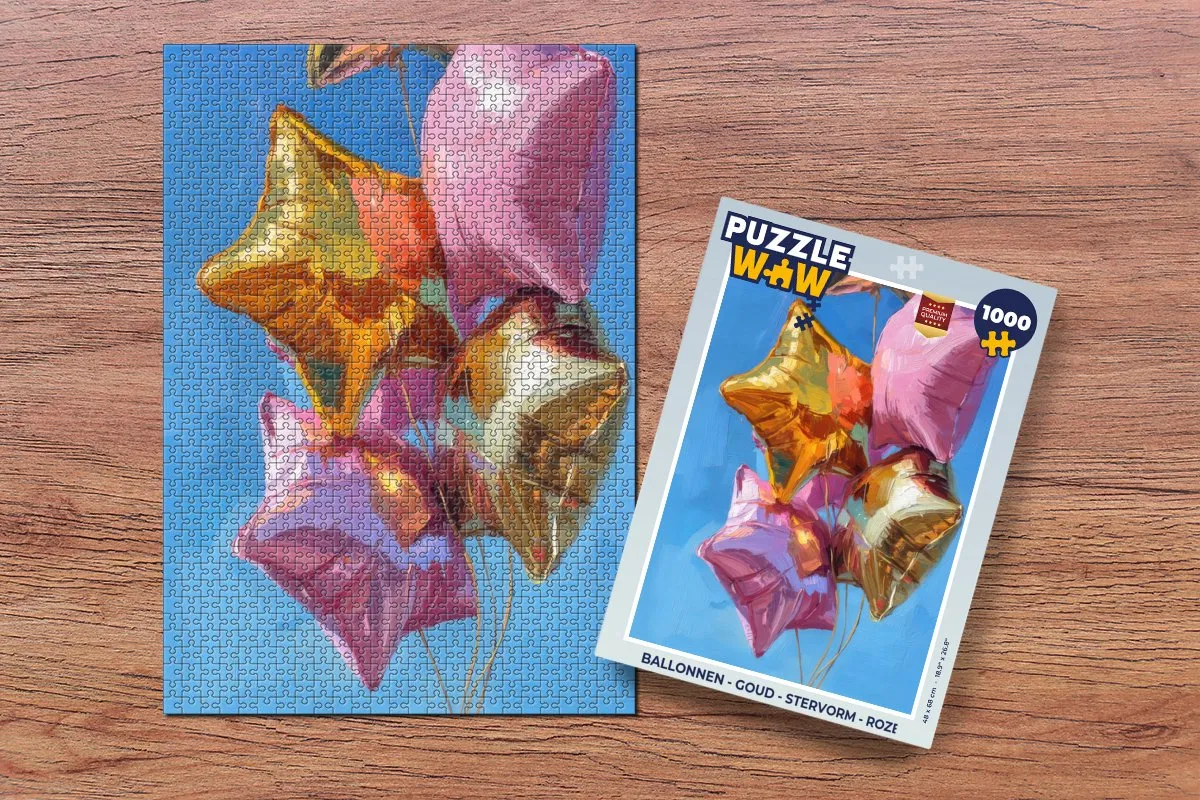 PuzzleWow Ballonnen Stervorm Puzzel 1000 Stuks - Goud/Roz