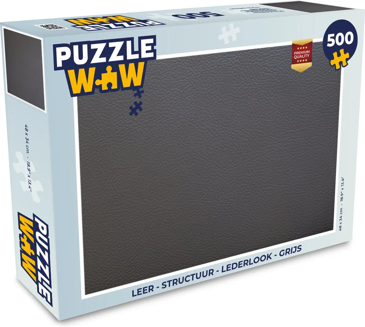 PuzzleWow Leerpuzzel 500 Stuks - Grijs Lederlook - MPN 7450154879855