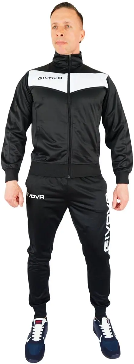 Givova Visa Glans Trainingspak - Zwart/Wit L