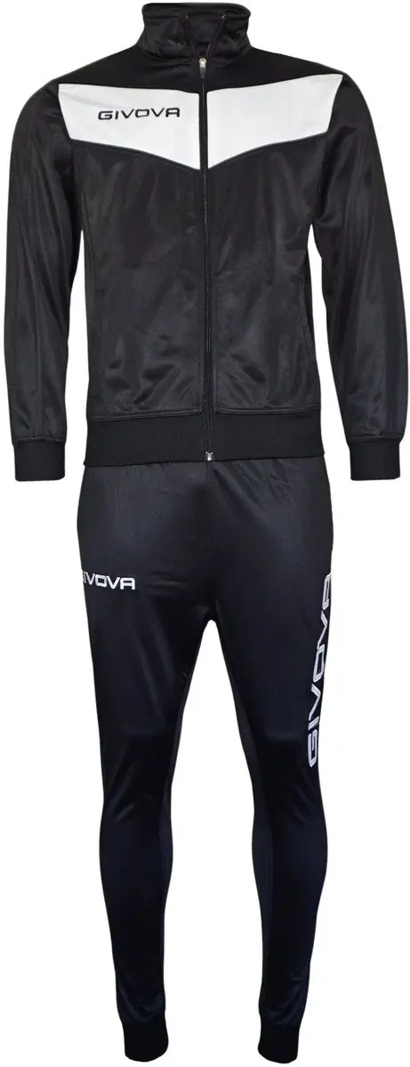 Givova Visa Glans Trainingspak - Zwart/Wit L
