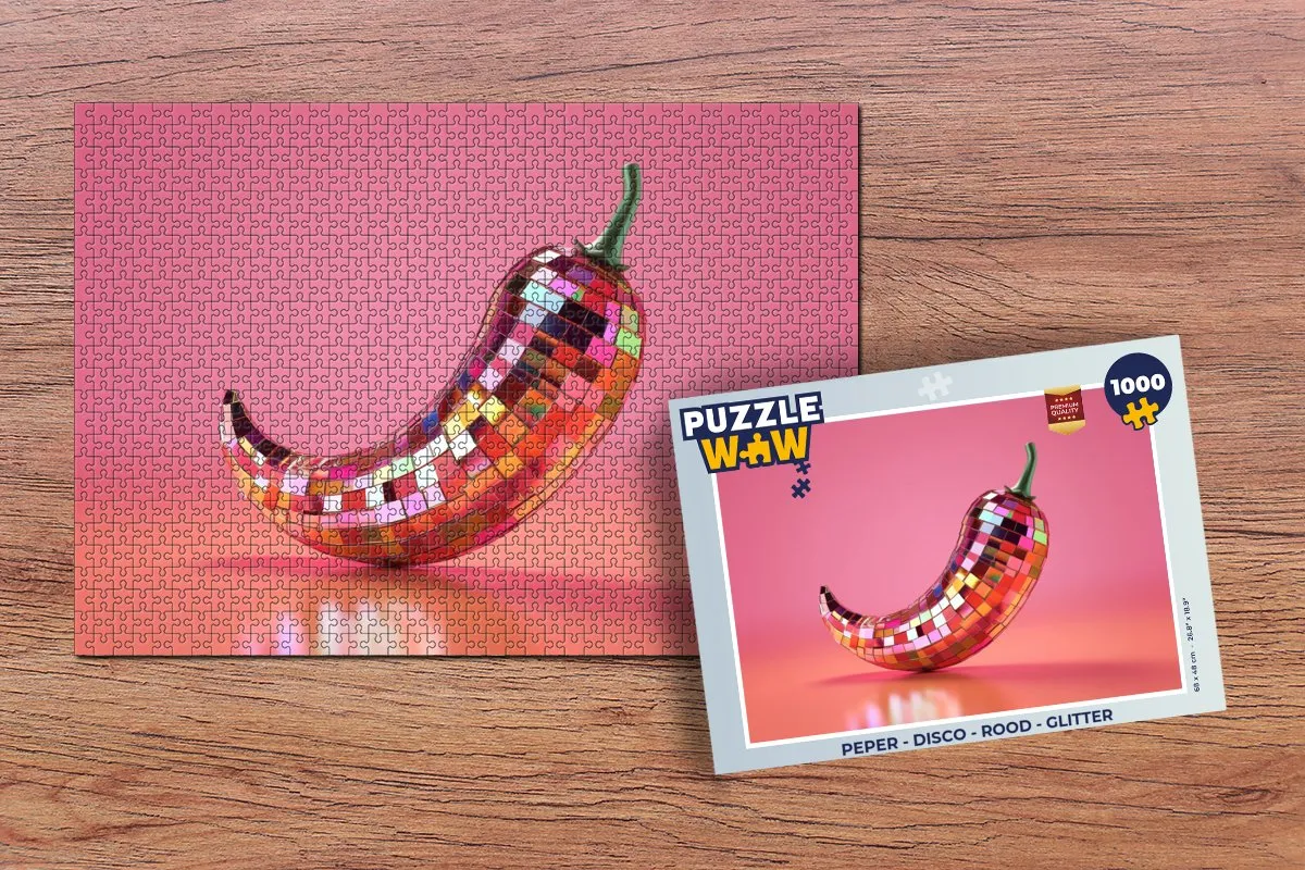 PuzzleWow Peper Disco Legpuzzel 1000 Stuks - Rood