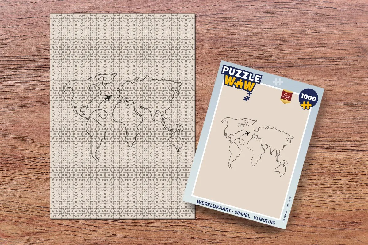 PuzzleWow Wereldkaart Vliegtuig Legpuzzel 1000 Stuks