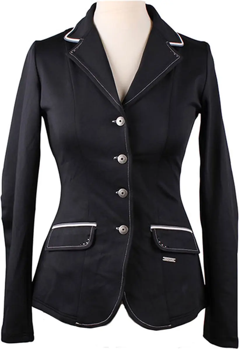 QHP Wedstrijdjas Coco Kids - XS - Zwart/Grijs/Wit - afbeelding 6 van 6
