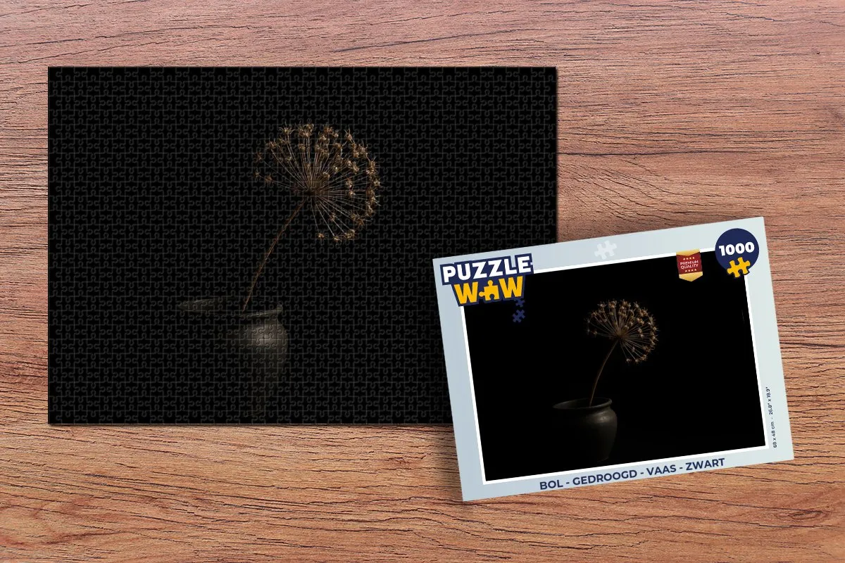 PuzzleWow Bol Gedroogd Vaas Puzzel 1000 Stuks - Zwart
