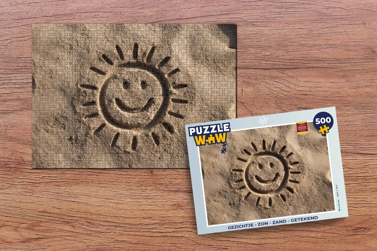 PuzzleWow Legpuzzel 500 Stuks - Gezichtje Zon Zand