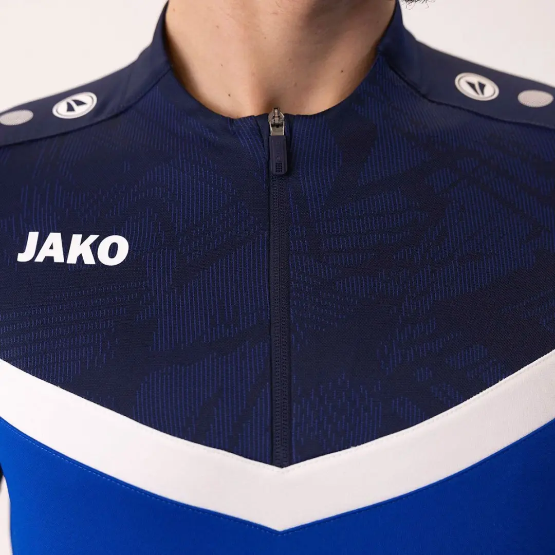 JAKO Ziptop Iconic Trainingssweater Junior 152 - Blauw/Wit - afbeelding 6 van 6