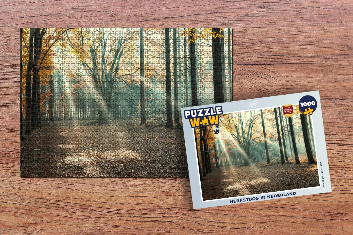 PuzzleWow Herfstbos in Nederland Legpuzzel 1000 Stuks - Multicolor
