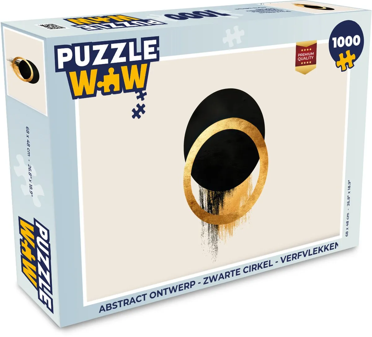 PuzzleWow Abstract Legpuzzel 1000 Stuks - Zwarte Cirkels/Verfvlekken