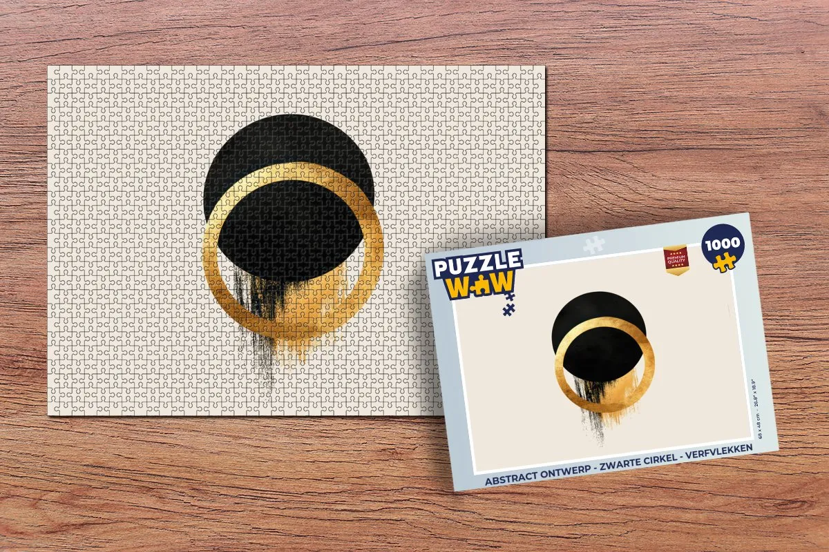 PuzzleWow Abstract Legpuzzel 1000 Stuks - Zwarte Cirkels/Verfvlekken