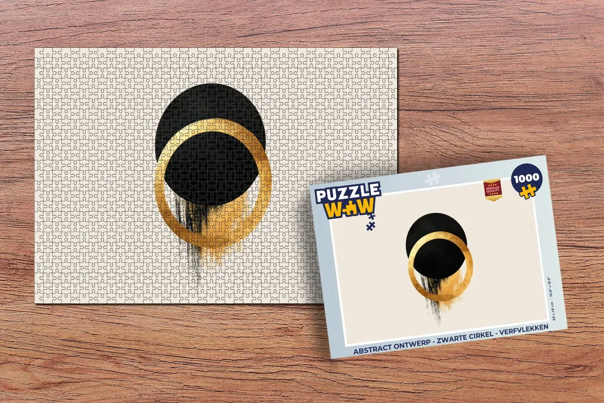 PuzzleWow Abstract Legpuzzel 1000 Stuks - Zwarte Cirkels/Verfvlekken