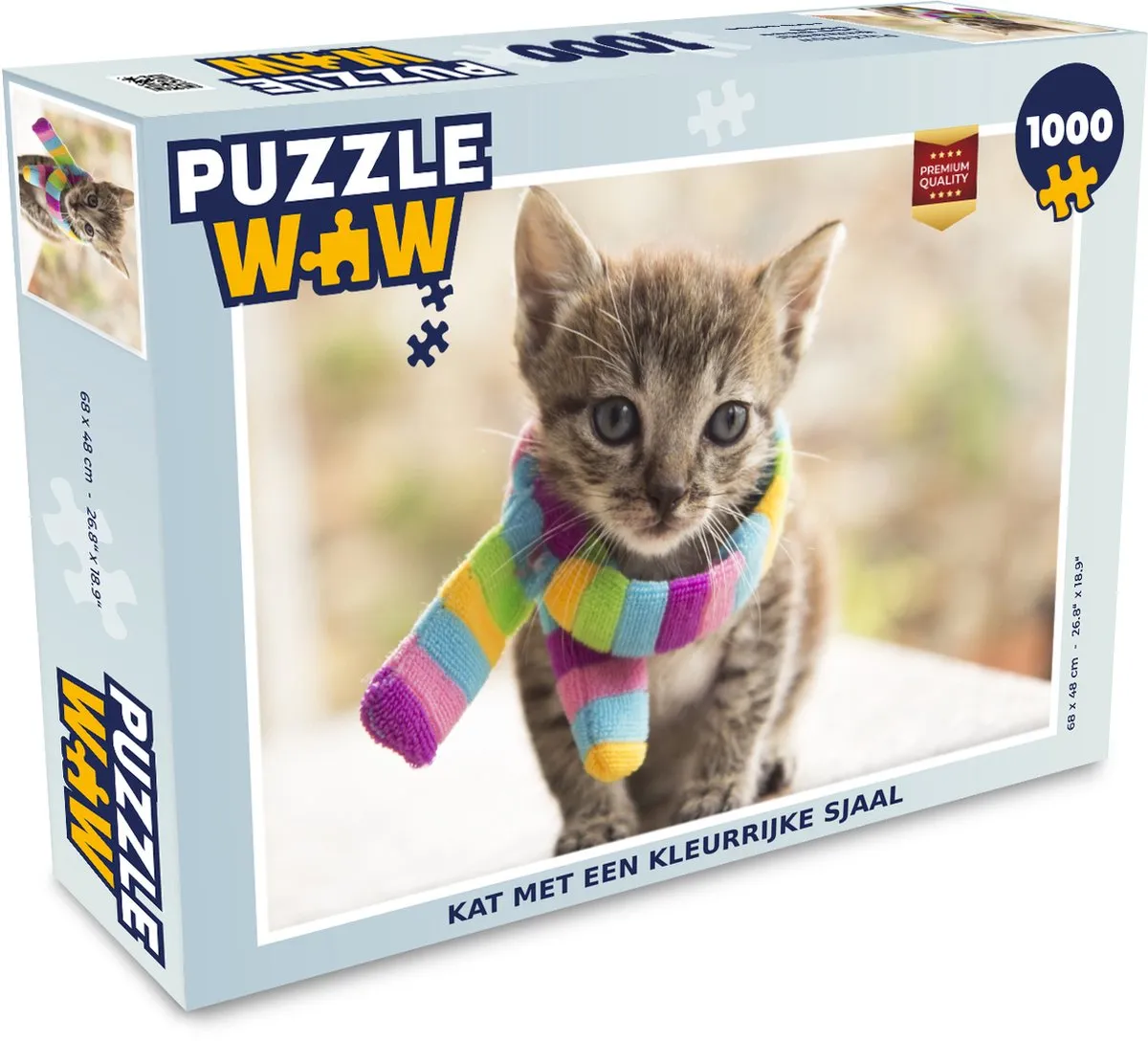 PuzzleWow Kat Sjaal Wol Legpuzzel 1000 Stuks - Multicolor